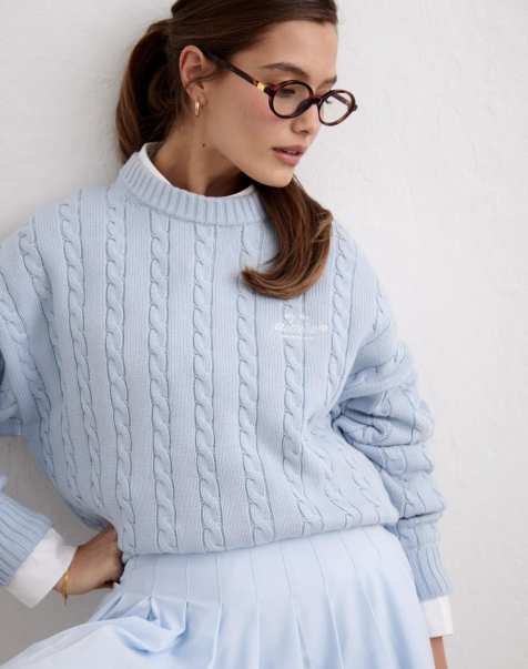 Aim'n - Club - Jersey azul pálido de punto de ochos - view 1