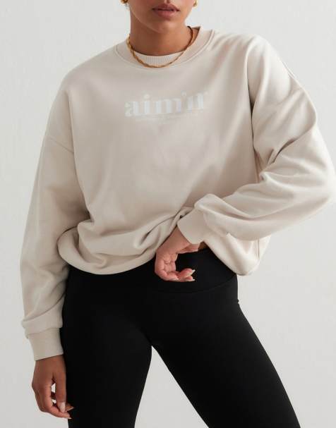 Aim'n – Club-Sweatshirt aus Frottee in Lehmbeige - view 1