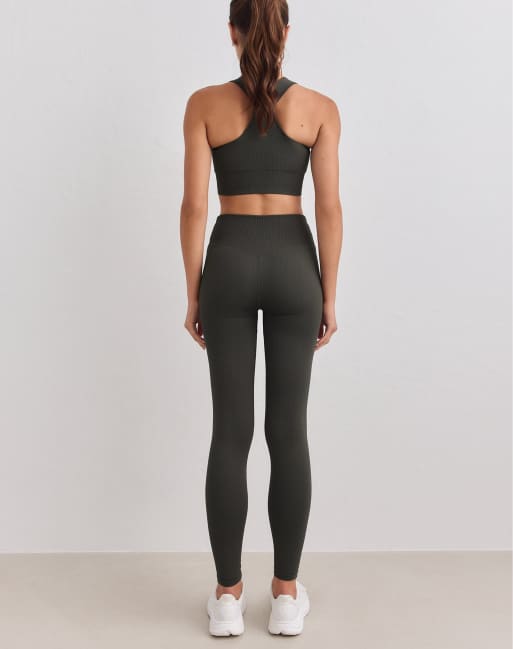 Aim'n collant long sans coutures côtelé Dark ivy, 3 de 4