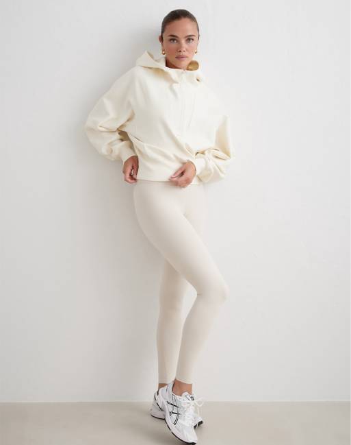 Aim'n cremefarbener Sport-Hoodie mit halbem Reißverschluss, 2 von 4
