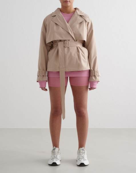 Aim'n – Cropped-Trenchcoat aus Funktionsmaterial in Beige - view 1