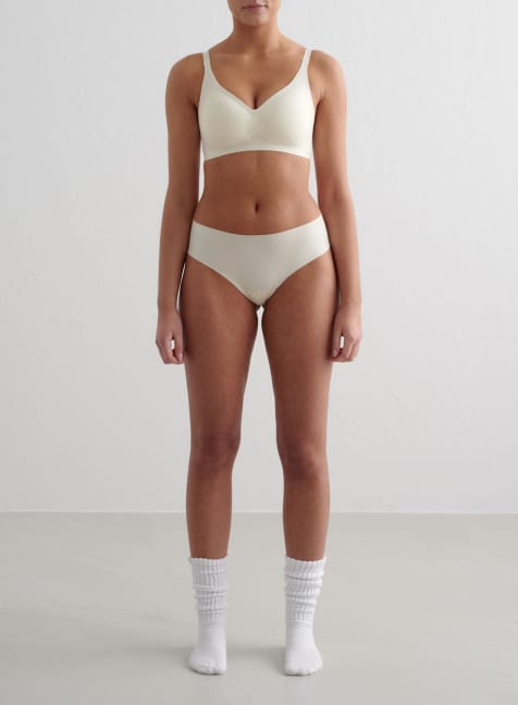 Aim'n - Culotte taille basse échancrée - Blanc amande - view 1