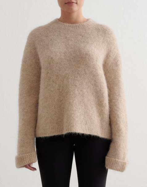 Aim'n Dark clay alpaca knit sweater in dark clay - view 1