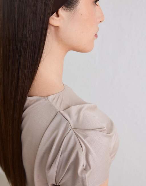 Aim'n Dark clay luminous draped short sleeve in dark clay, 4 of 4