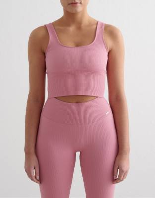 Aim'n - Desert Rose - Geripptes, nahtloses, formendes Bustier in Staubrosa