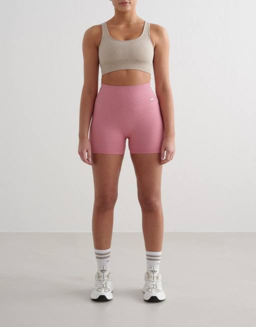 Aim'n - Desert Rose - Pantaloncini midi senza cuciture a coste rosa polvere