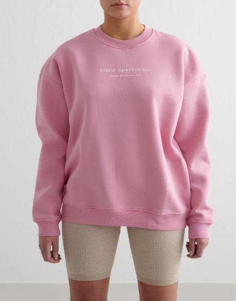 Aim'n – Desert Rose – Sweatshirt in Staubrosa mit Serifenschrift - view 1