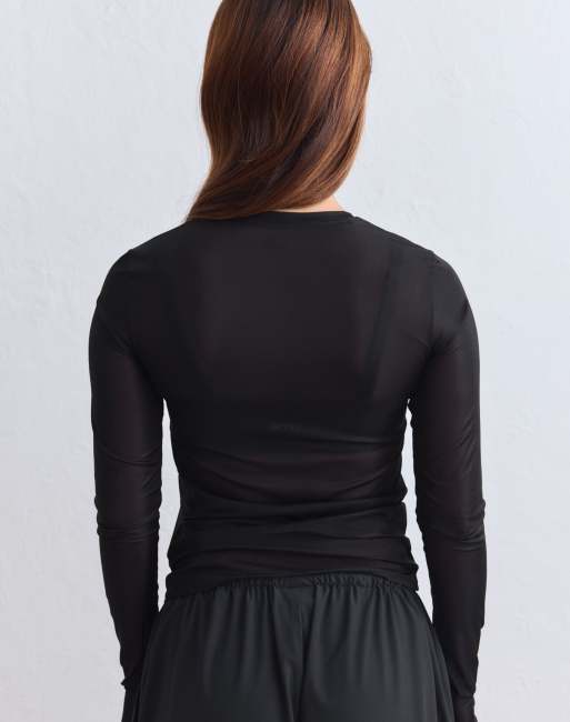 Aim'n doorschijnende longsleeve in zwart, 2 van 4