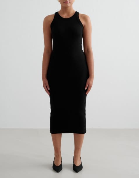 Aim'n – Ease – Geripptes Tanktop-Kleid in Schwarz - view 1