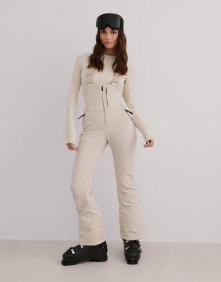 Aim'n - Elastische Thermo-Latzhose in Café au Lait-Neutral