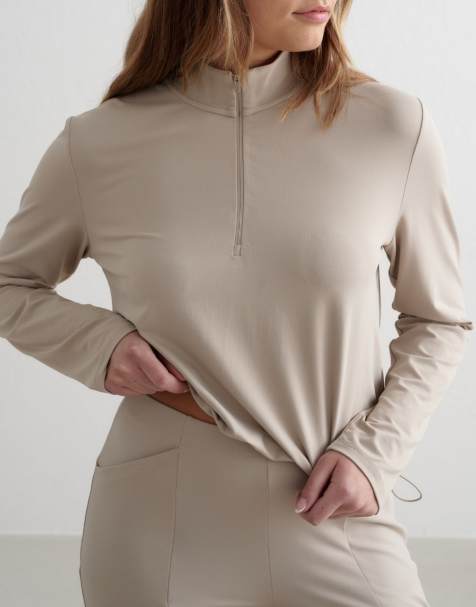 Aim'n - Essence - Sweat à demi-fermeture éclair - Argile foncé - view 1