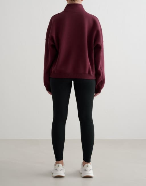 Aim'n - Felpa stile college color ciliegia con zip corta