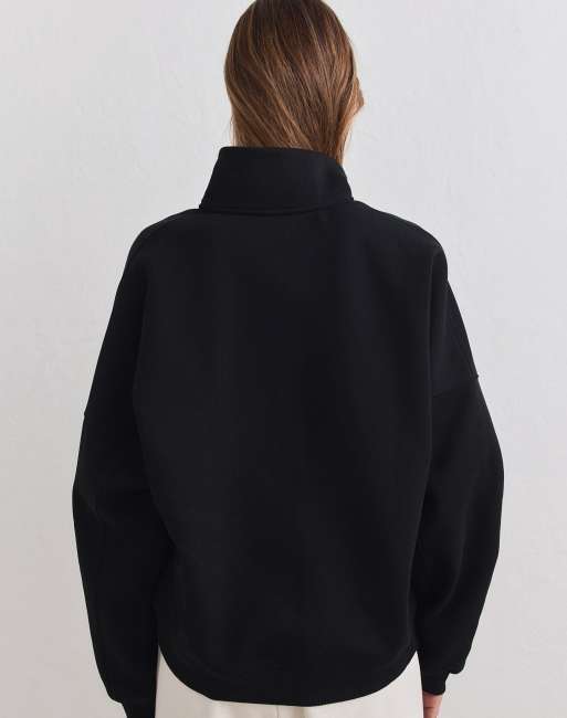 Aim'n felpa varsity nera con mezza zip, 4 di 4
