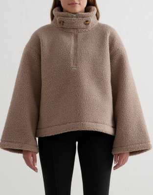 Aim'n - Fleece-Anorak in dunklem Lehmbeige-Neutral