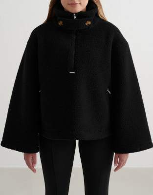 Fleece-Anorak in Schwarz Schwarz 36