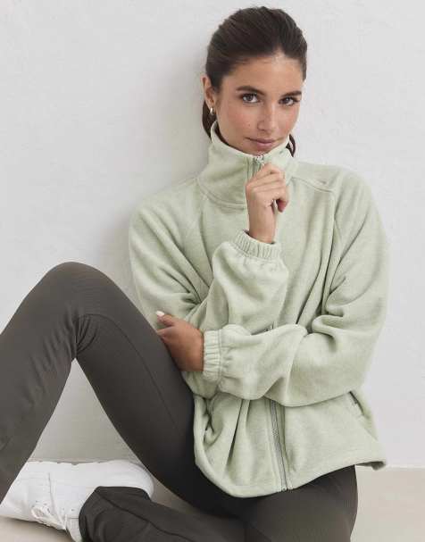 Aim'n - Fleece jack met stretch en rits in pistachegroen - view 1