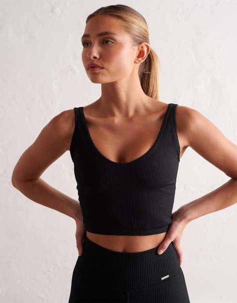 Aim'n - Geribbelde naadloze bralette in zwart - view 1