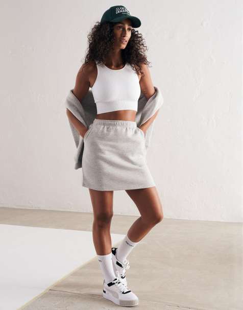 Aim'n - Geribbelde naadloze crop top in wit - view 1