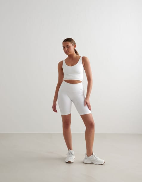 Aim'n - Geribbelde naadloze short in wit - view 1