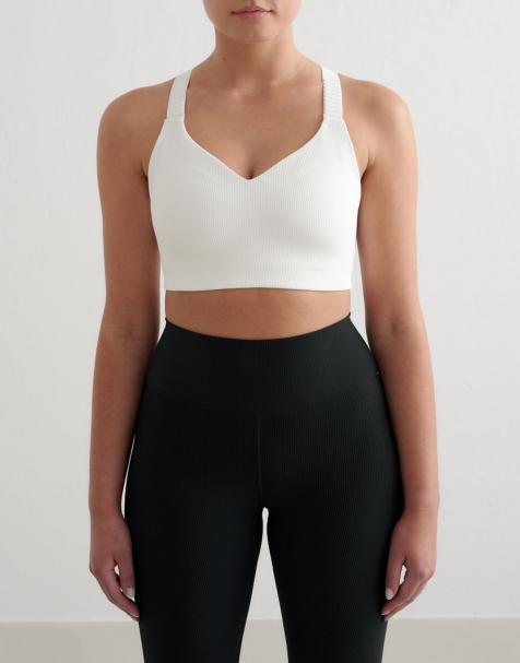 Aim'n - Geribbelde ondersteunende performance bh in wit - view 1