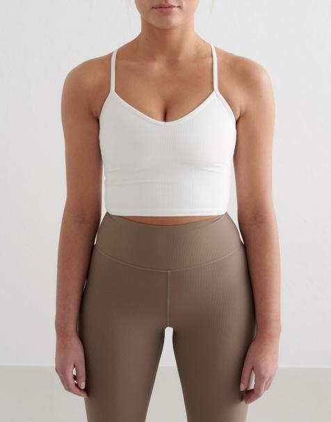 Aim'n - Geribbelde performance bralette in wit - view 1
