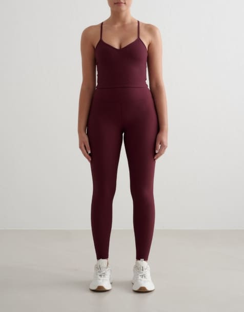 Aim'n - Geribbelde performance legging in kersenrood - view 1