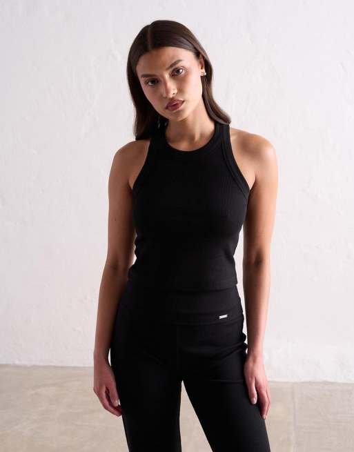 Aim'n - Geribbelde tanktop in zwart