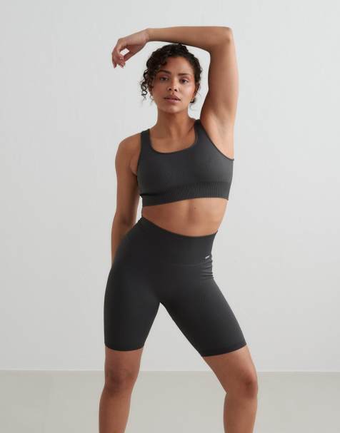 Aim'n – Gerippte, nahtlose Shorts in Schattengrau - view 1