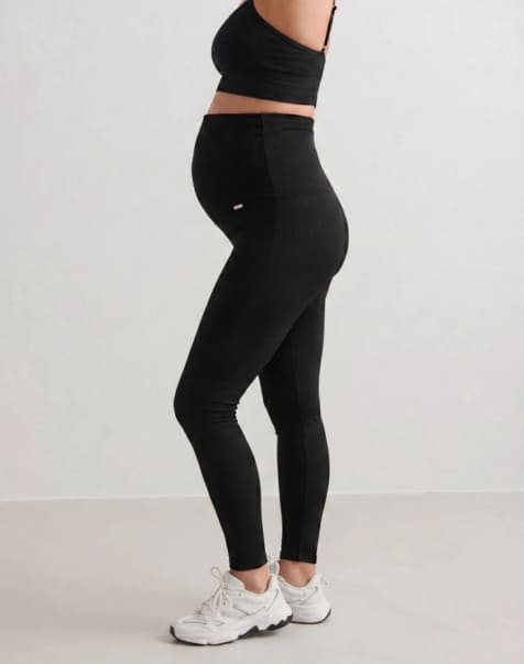 Aim'n – Gerippte, nahtlose Umstands-Leggings in Schwarz - view 1