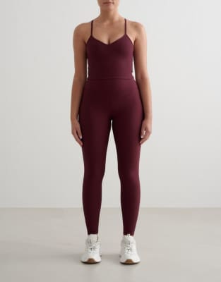 Aim'n - Gerippte Performance-Leggings in Kirschrot