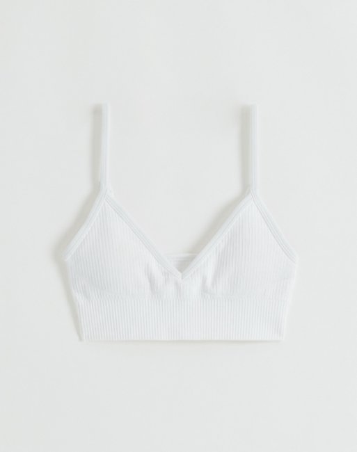 Aim'n – Gerippter, nahtloser BH in Weiß mit tiefem Ausschnitt, 2 von 4