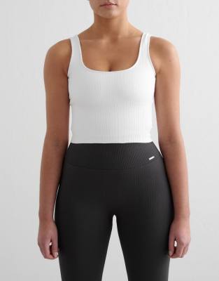 Aim'n - Geripptes, nahtloses Bustier in Weiß mit figurformendem Design