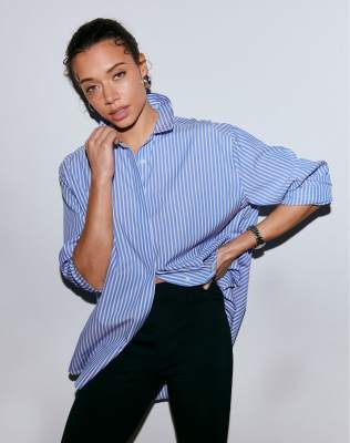 Aim'n - Gestreiftes Popeline-Hemd in Blau/Weiß