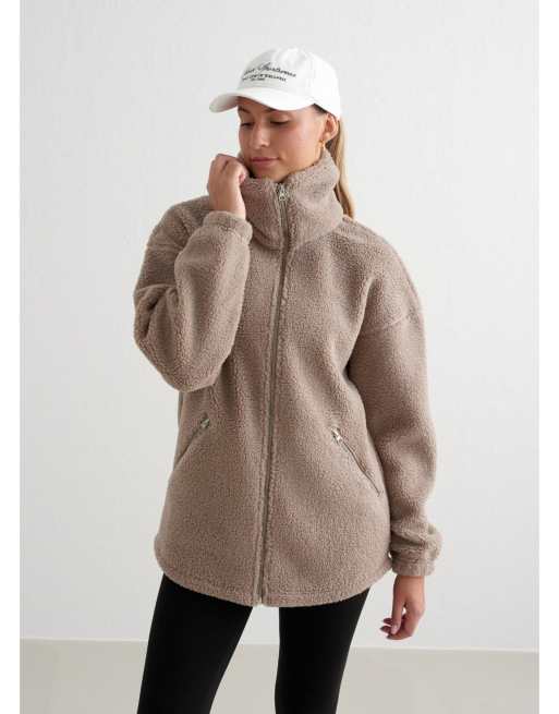 Aim'n - Giacca in pile marrone argilla scuro