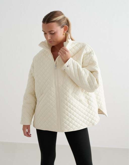 Aim'n - Giacca trapuntata oversize color bianco mandorla