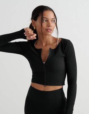 Aim'n - Gilet de sport côtelé à fermeture éclair - Noir