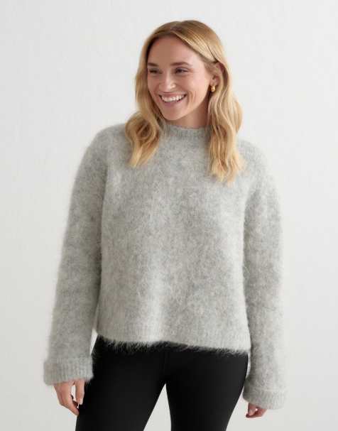 Aim'n Grey melange alpaca knit sweater in grey melange - view 1