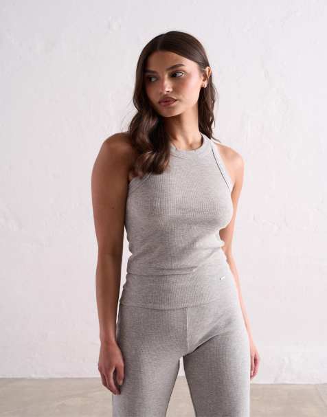Aim'n Grey melange ease ribbed tank top in grey - view 1