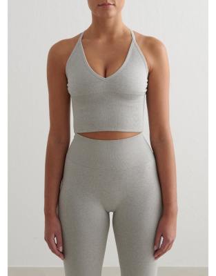 Aim'n - Grey - Nahtloser, formender Bustier in meliertem Grau mit überkreuzter Rückseite