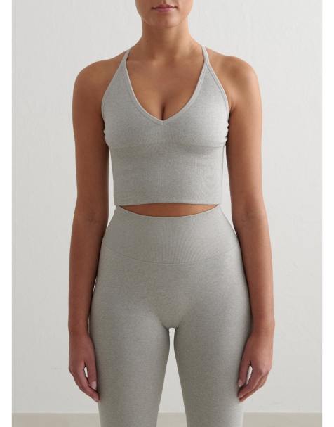 Aim'n - Grey - Reggiseno grigio mélange senza cuciture modellante con incrocio sul retro - view 1