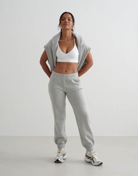 Aim'n - Klassieke varsity sweatpants in gemêleerd grijs - view 1