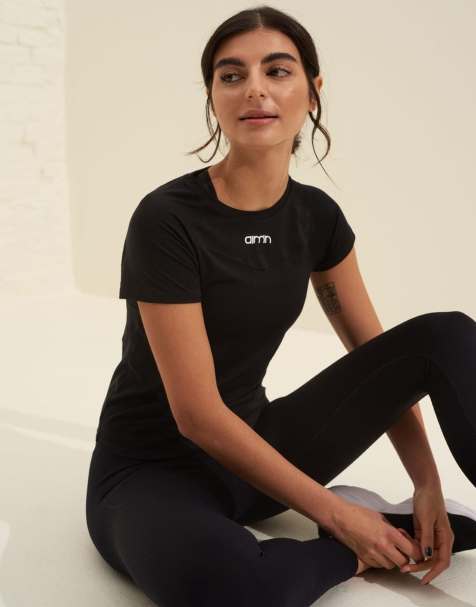 Aim'n – Kurzärmliges, weiches Basic-T-Shirt in Schwarz - view 1