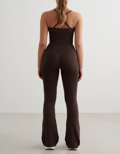 Aim'n - Leggings a zampa senza cuciture color cioccolato, 3 di 4