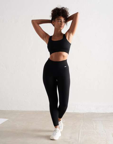 Aim'n - Leggings neri a coste senza cuciture - view 1