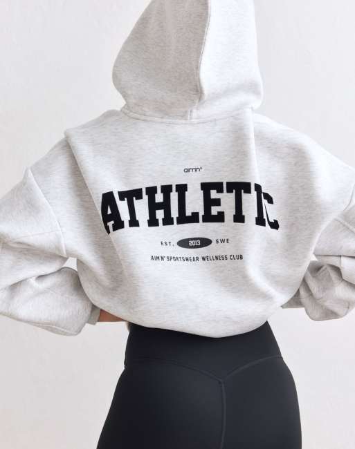 Aim'n Light grey melange athletics club hoodie met rits in lichtgrijs gemêleerd, 2 van 4