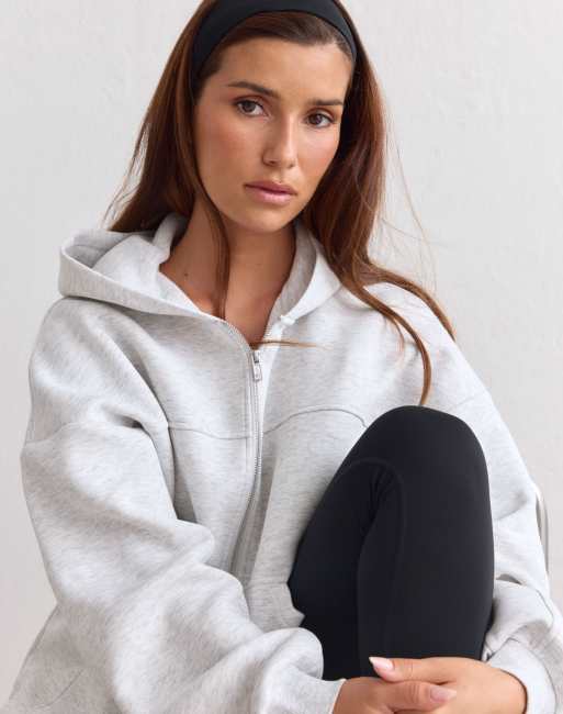 Aim'n Light grey melange athletics club hoodie met rits in lichtgrijs gemêleerd, 3 van 4