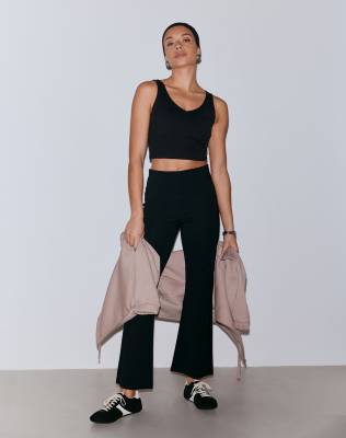 Luxe - Ausgestellte Leggings in Schwarz Schwarz 38
