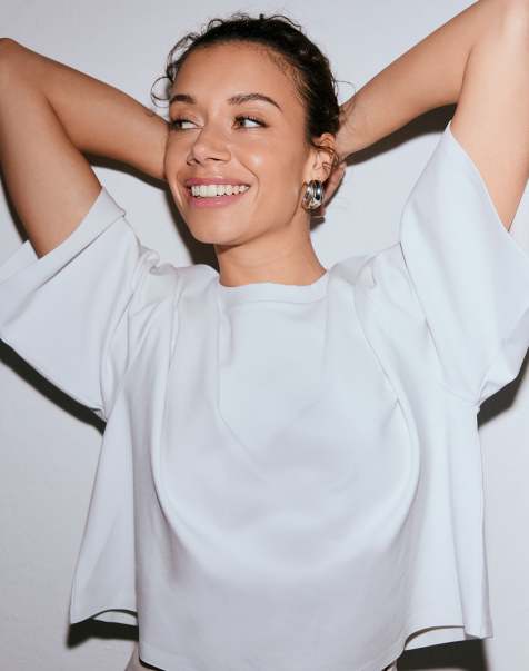 Aim'n - Luxe boxy T-shirt met korte mouwen in wit - view 1
