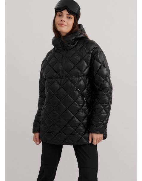 Aim'n - Luxe doorgestikte anorak in glanzend zwart - view 1