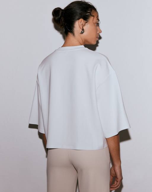 Aim'n - Luxe - T-shirt squadrata a maniche corte bianca, 2 di 4